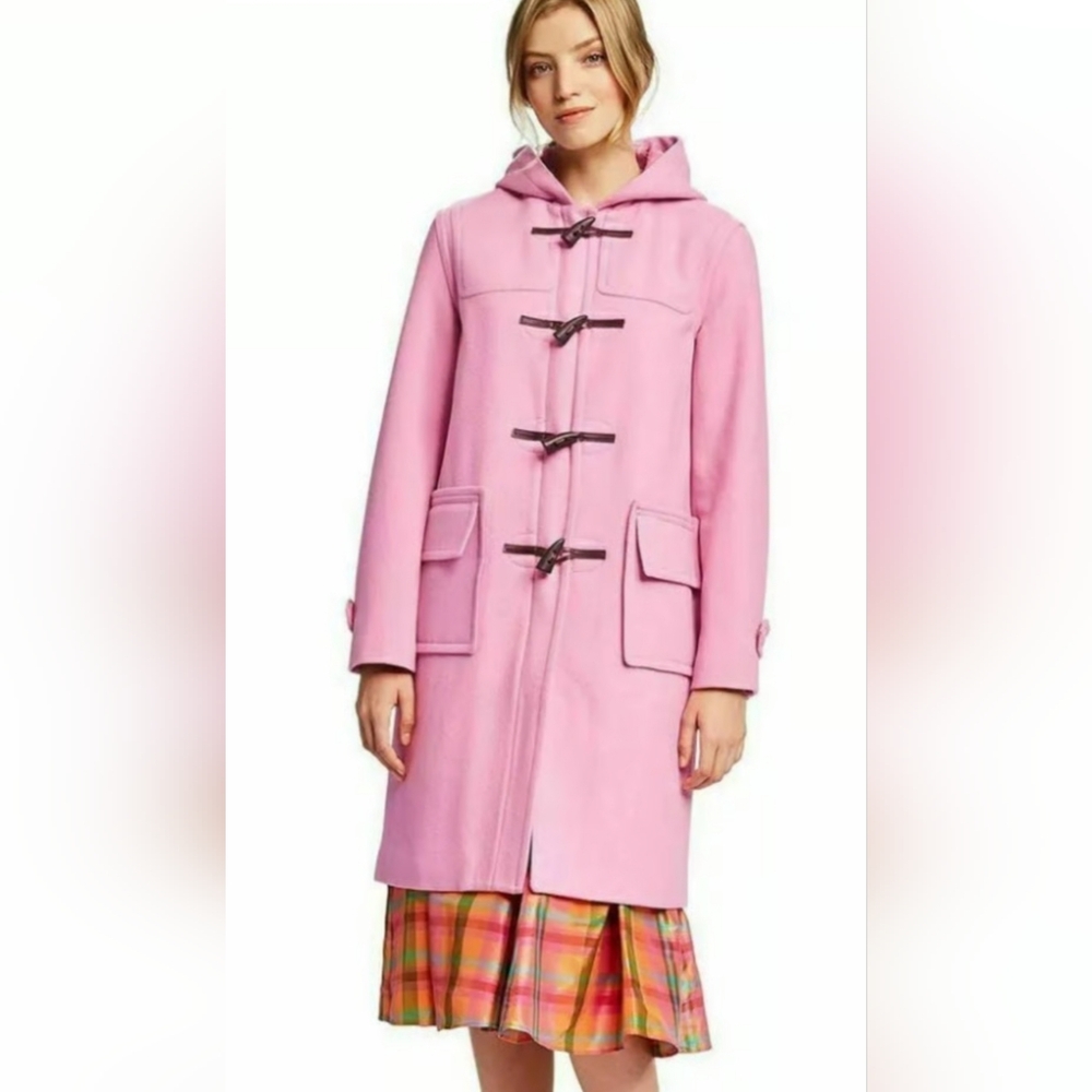 Isaac Mizrahi Pink Rayon/Wool Toggle Trench Coat